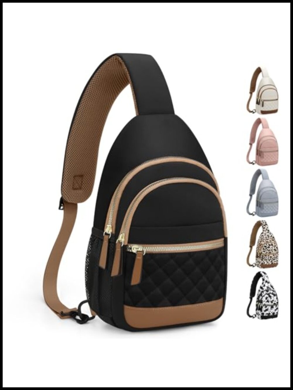 Waterproof Nylon Crossbody Sling Bag 7-Pocket Fanny Pack